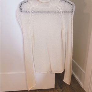 Sisley white hollow knit sweater